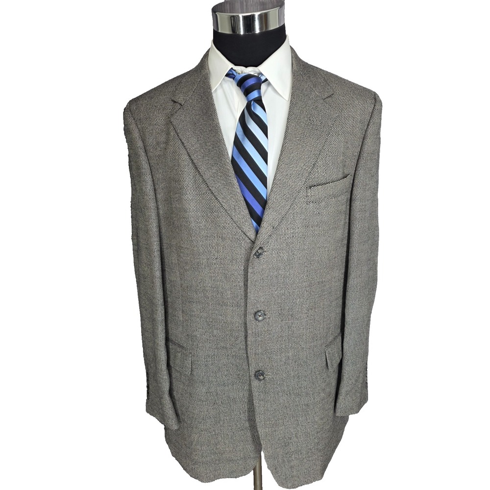 Vtg Tommy Hilfiger Blazer‎ Mens 44 L Gray Pure Wool Sports Coat Jacket 3 B USA